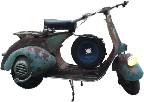 Rostig blå Vespa Faro Basso från 1951