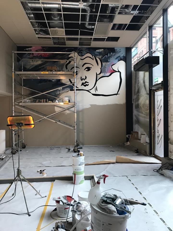 Isabelle Restaurang målning på vägg