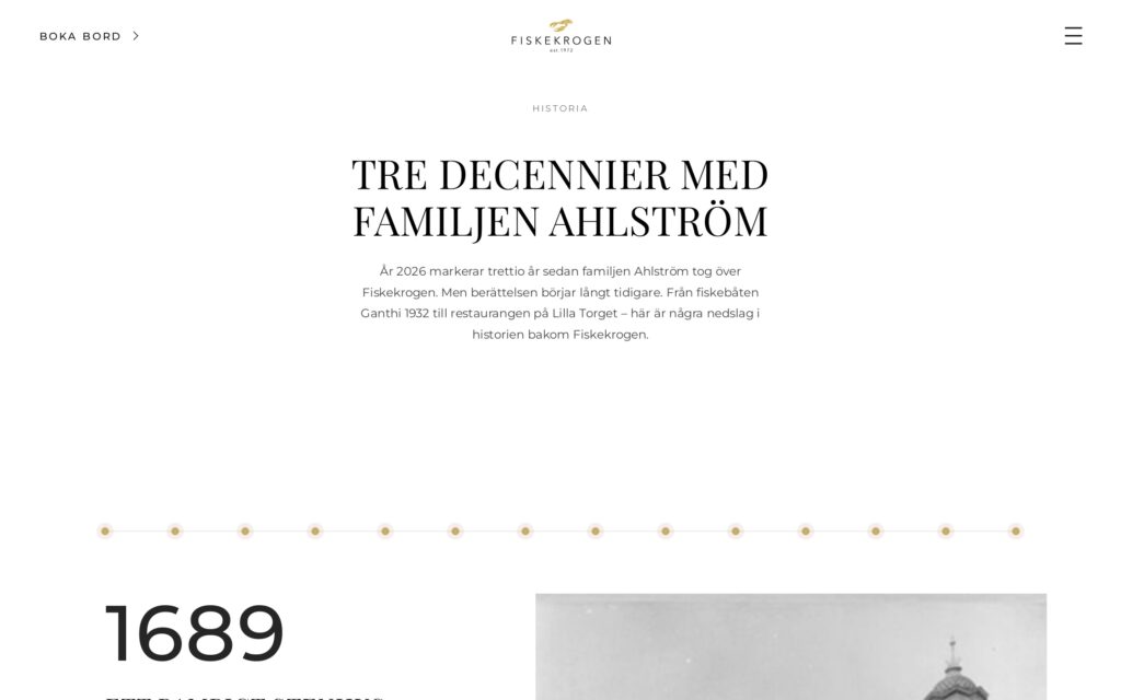 Fiskekrogen website: the story of the Ahlström family