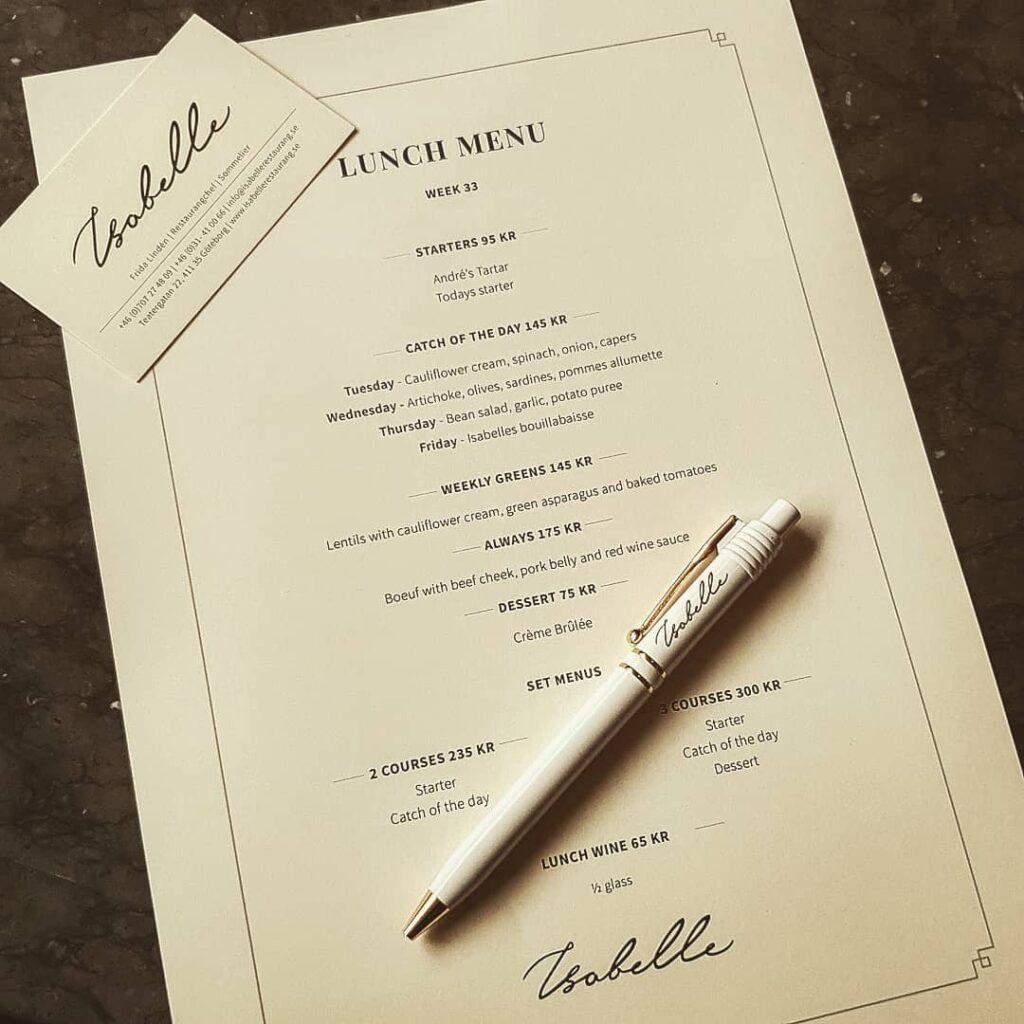 Isabelle Restaurang logotype på vägg